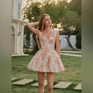 Commense Pink Floral Mini Dress